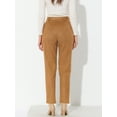 thumbnail image 4 of Pantalones de gamuza sintética Allegra K para mujer con cinturón y piernas rectas marrón XS, 4 of 5