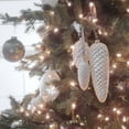 thumbnail image 3 of Christmas Ornaments, Silver, Glass, Pine Cone Clusters, Ribbon hanging loops, 8 inches (Set of 2), 3 of 4
