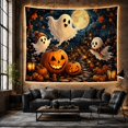 thumbnail image 6 of Armchair Bookshelf Cat with Festive Nighttime Around, Cozy Dark Academia for Book Lovers, Aesthetic Wall Decor, Halloween Gift, Tapestry Wall Hanging for Dorm and Living Room, 6 of 7
