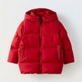 thumbnail image 4 of Kids Winter Thicken Hooded Jacket Warm Quilted Coat Casual Outdoor Cool Cute for Boys Girls Autumn Spring Red 9-10 Years, 4 of 6