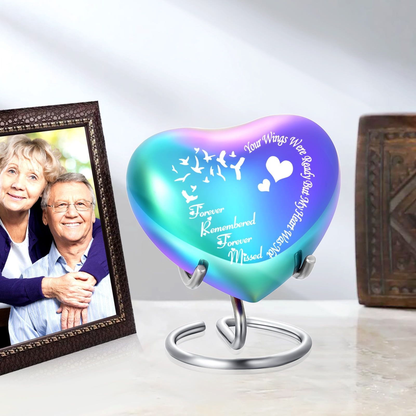 Heart Keepsake Urn - For Human Ashes Mini Urn with Box & Stand  Heart Shaped Urn Memorial Small Keepsake Urn Handcrafted Small Memorial Urn for Ashes