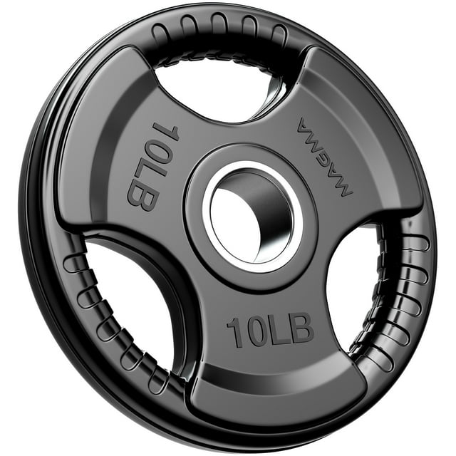 MAGMA Virgin Rubber 2-Inch Cast Iron Olympic Grip Plates, for Strength Training, Weightlifting, Muscle Toning, Weight Loss & Crossfit