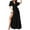 Black, variant on CIENVNSTG Women High Waist Crossover V Neck Dresses Summer Side Split Hem Dress Solid Color Short Sleeve Gown Female Commuter Casual Frock Party Dresses Black L