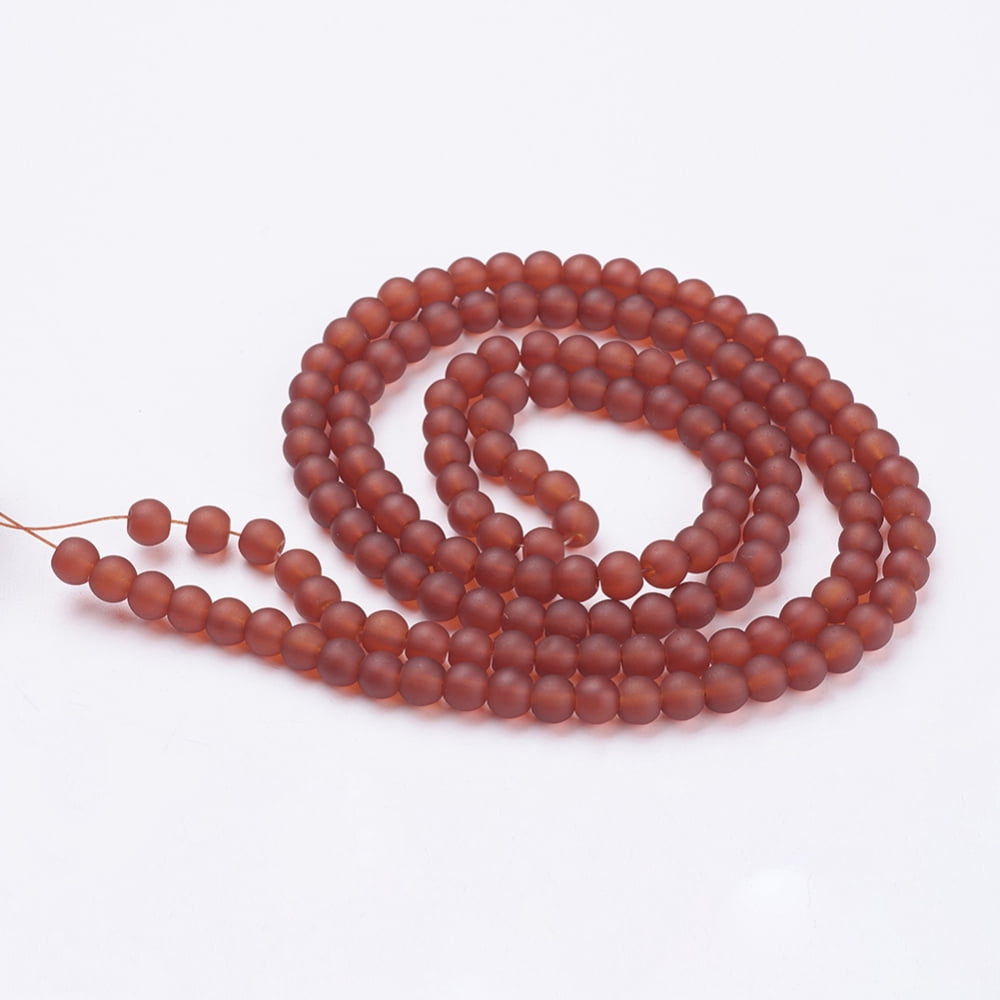 20Strand Transparent Glass Bead Strands Frosted Round Tomato 6mm Hole: 1.3~1.6mm about 140pcs/strand 31.4 inch
