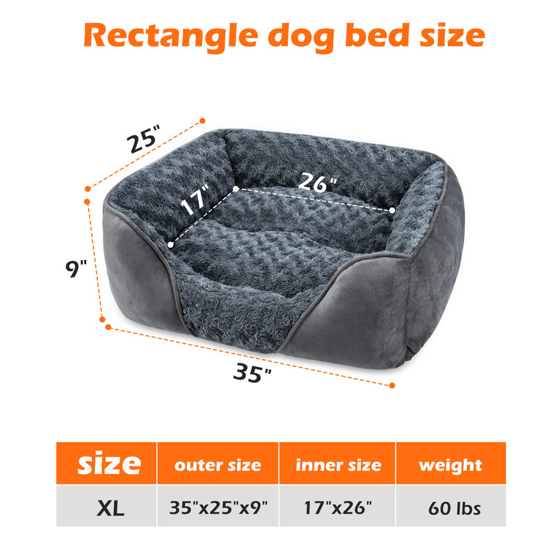 SHU UFANRO Washable Rectangle Pet Bed, Gray, 35x25x9" photo 2