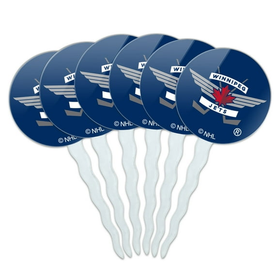 NHL Winnipeg Jets Logo Cupcake Picks Toppers Decoration Set of 6