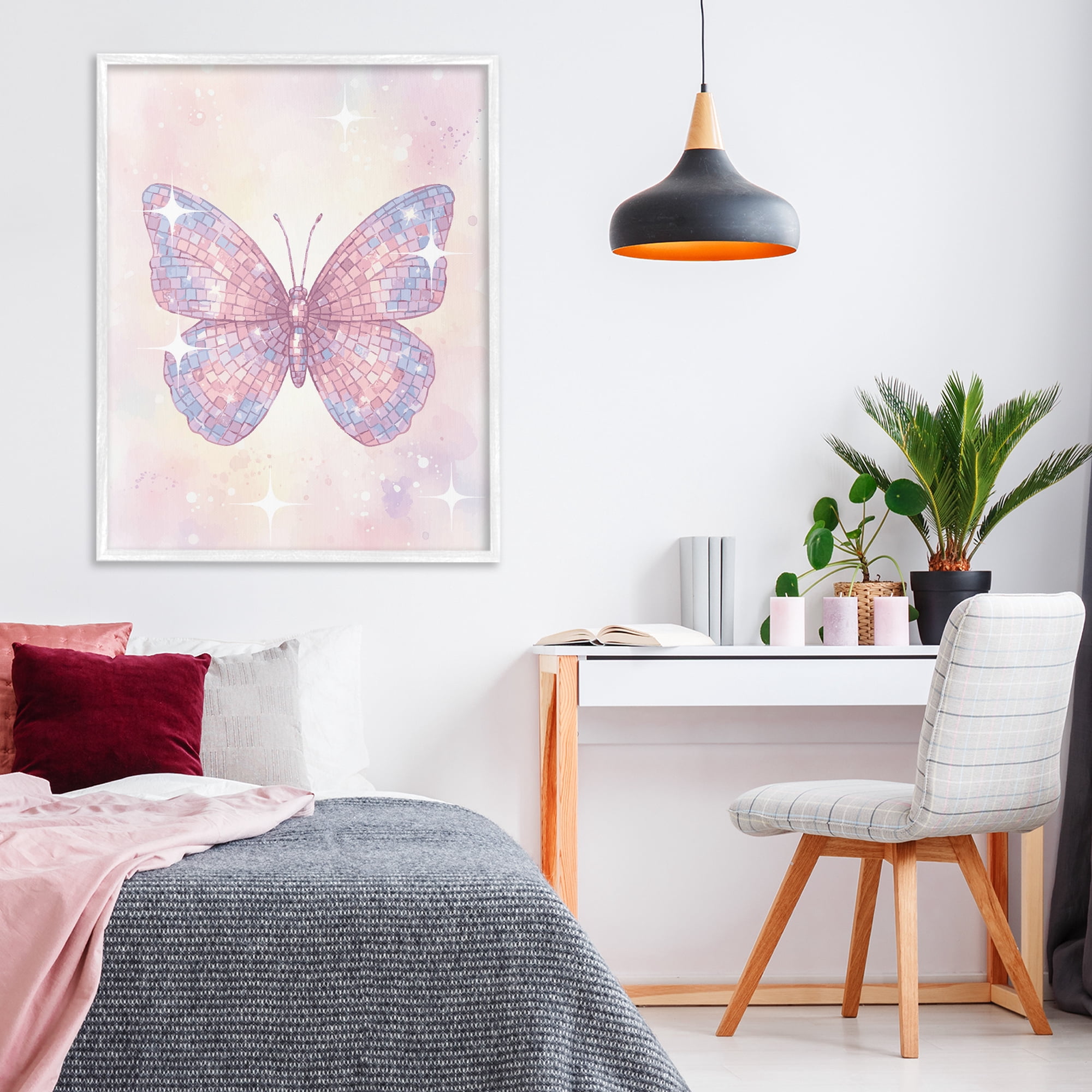 Stupell Industries Delicate Disco Butterfly White Framed Giclee Art, design by Lil' Rue