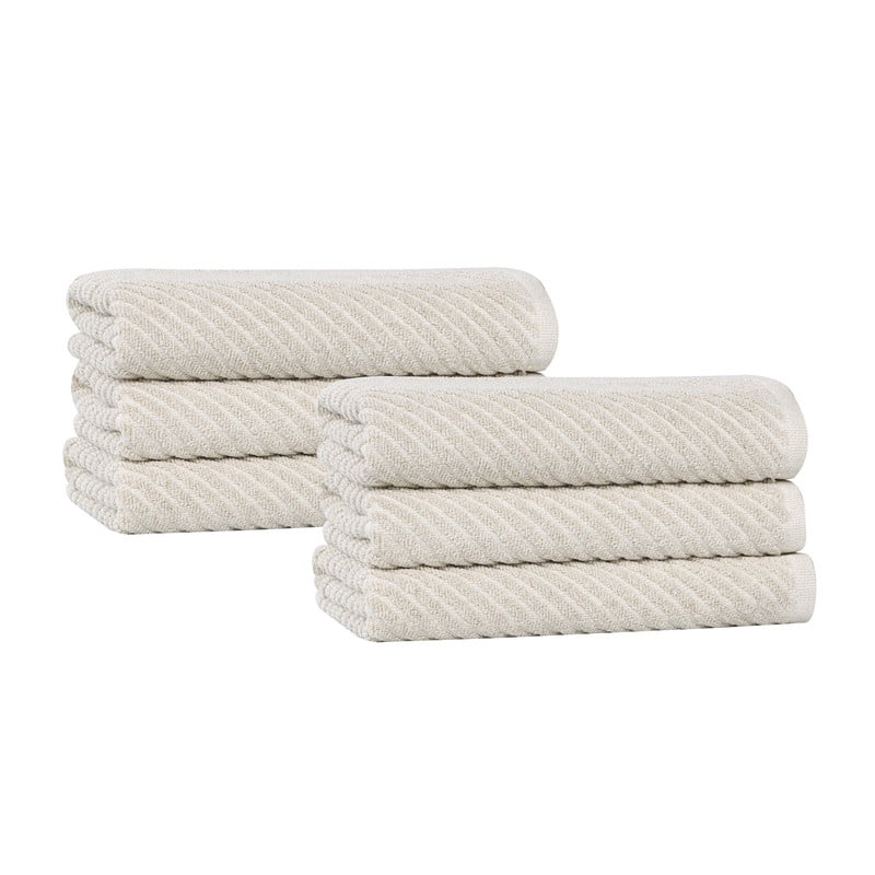 Superior Amelia Viscose Cotton Blend Medium Weight Hand Towels, Set of 6, Beige