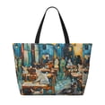 thumbnail image 2 of Disketp Whimsical Cats Night Cafe Bolsa de Playa de Gran Capacidad, Bolso Impermeable y a Prueba de Arena para Mujer, Ideal para Playa, Piscina y Natación, 2 of 7