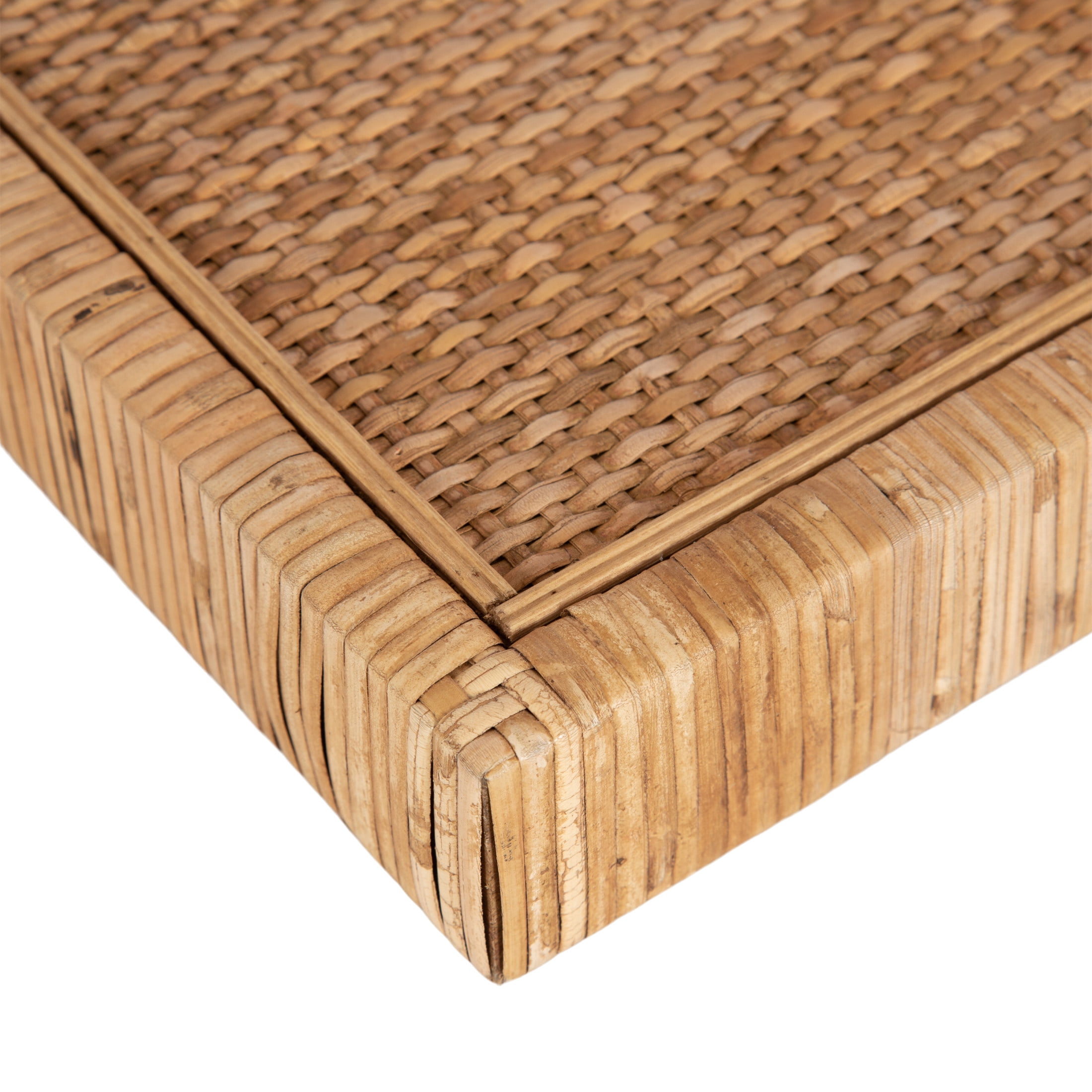 Kate and Laurel Rahmati Modern Rattan Floating Shelves, Set of 2, 24 x 8, Natural Rattan, Boho Bathroom and Kitchen Shelves for Above Toilet or Cute Nursery Bookshelves