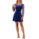 thumbnail image 1 of Vestido de terciopelo para mujer Inspire Chic con escote cuadrado, mangas de malla abullonadas, estampado de estrellas, vestido de fiesta y graduación, azul real XS, 1 of 6