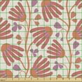 thumbnail image 2 of Floral Fabric by the Yard, Colorful Spring Botany Daisy Inspired Flowers and Heart Shaped Leaves, Upholstery Fabric for Dining Chairs Home Decor Accents, Ivory Coral Burnt Sienna by Ambesonne, 2 of 5