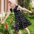 thumbnail image 6 of Eltusu Casual Dresses for Girls, Printed Crewneck Short Sleeve Ruffle Sleeve Summer Dress Black Size 7-8 T, 6 of 7