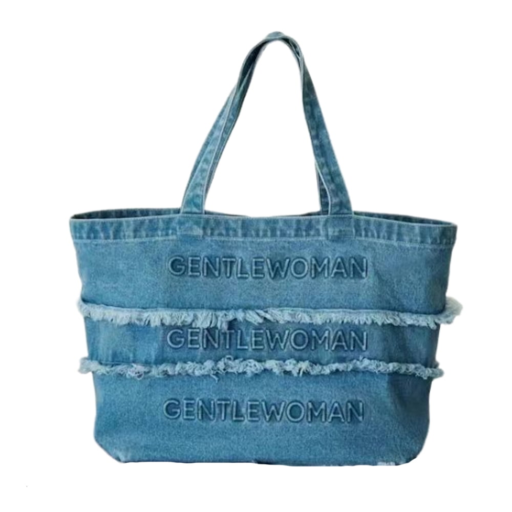 Denim canvas tote bag deals