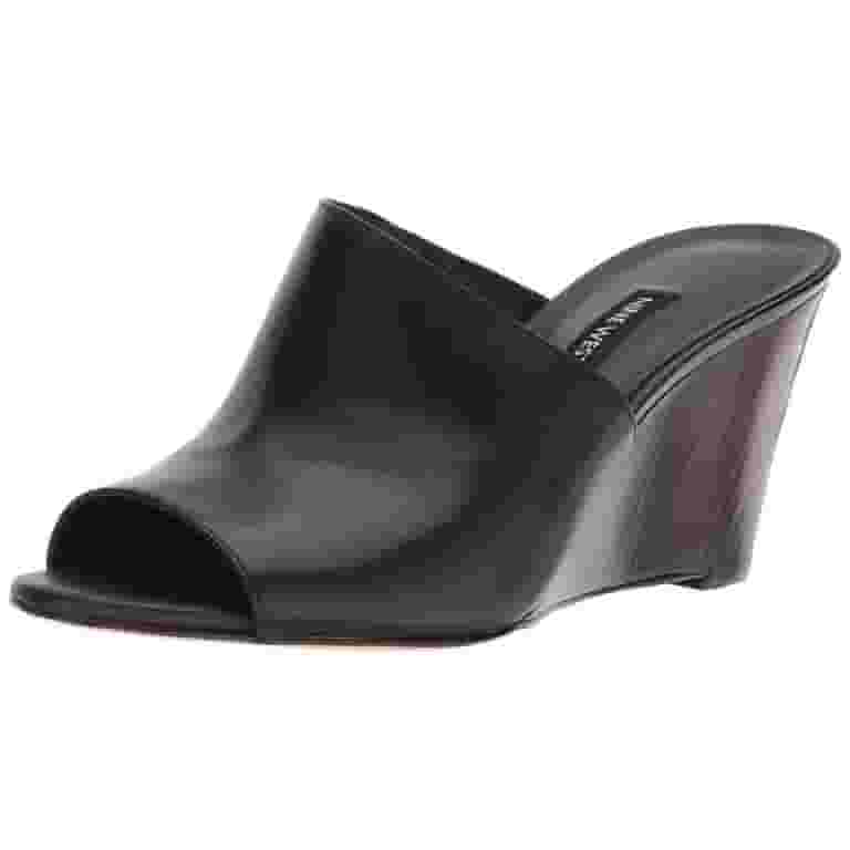 【NINE WEST】Jans プラットフォーム サンダル Nine West Women's Janissah Slide Sandal, Black Leather, 8 M