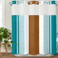 thumbnail image 3 of Modern Brown Teal No Hook Shower Curtain Waterproof,Bathroom Curtains with Snap in Liners and See Through Top Window,Boho Contemporary Geometric Striped Hotel Style Bathtub Curtains Shower 72"Wx72"L, 3 of 8