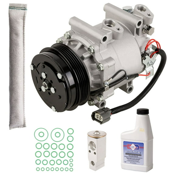 AC Compressor & A/C Kit For Honda Fit 2007 2008 - Includes Drier Filter, Expansion Valve, PAG Oil & O-Rings - BuyAutoParts
