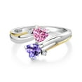 thumbnail image 2 of Gem Stone King 925 Silver and 10K Yellow Gold Ring Pink Moissanite and Tanzanite (1.02 Cttw), 2 of 5