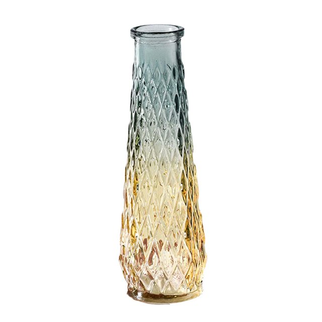Jarrón de flores de cristal de 22cm en relieve, arreglo de flores de escritorio multifuncional, decoración elegante, botella de flores para el hogar, Macarena Jarrón hidropónico
