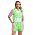 thumbnail image 2 of Haitryli Women's 80s Tracksuit Retro Outfits 2 Piece Zipper Front Jacket with Loose Shorts Fluorescent Green L, 2 of 7