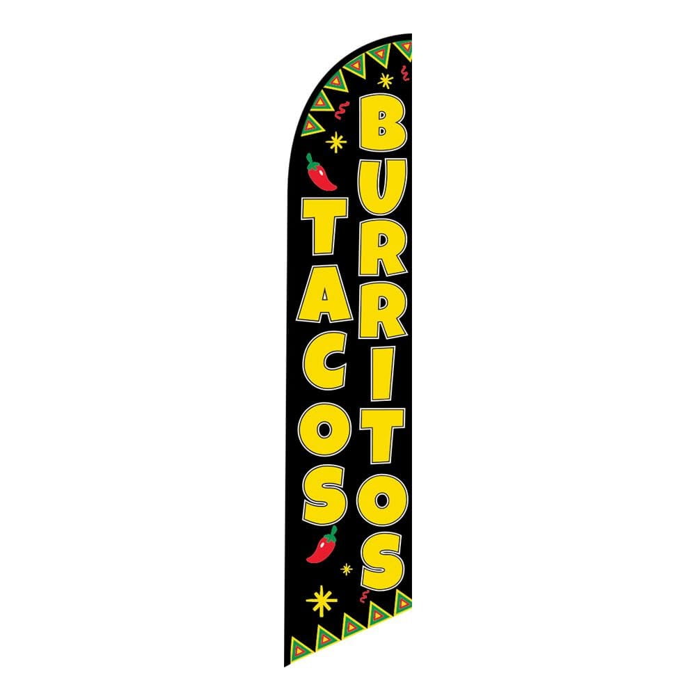2 Two Pack Tall Swooper Feather Flags of Mexican Food and Tacos Burritos for outdoor Advertising Banners Replacement flags only