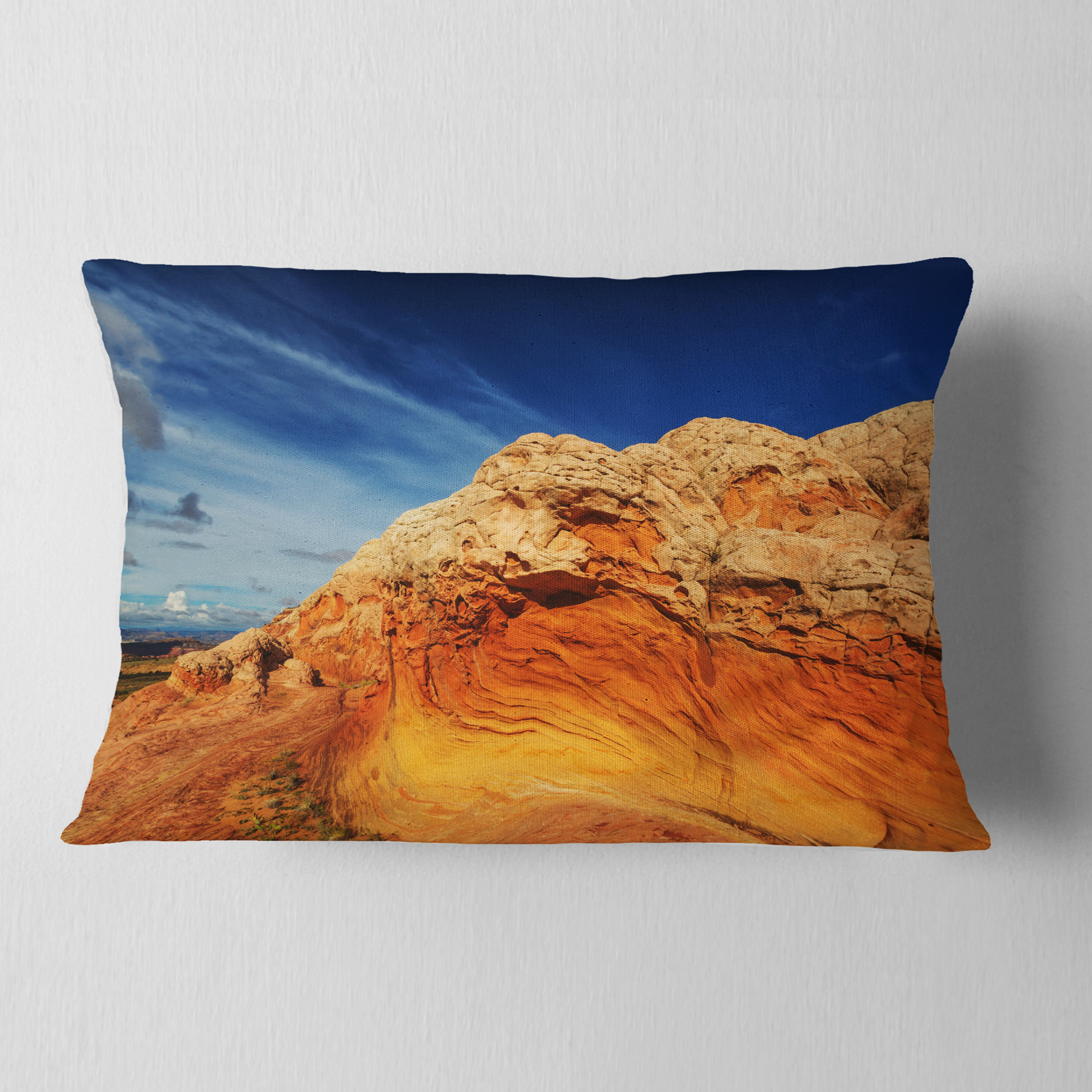Designart 12" x 20" Orange Polyester Throw Pillow