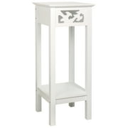 eHemco Plant Decorating Stand End Table Side Table with Storage Shelf, 10 by 10 by 23.7 Inches, White