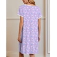 thumbnail image 5 of Ekouaer Nightgowns for Women Short Sleeve Moo Moos Ladies House Dress with Pockets Pleated Sleepshirts Soft Sleepwear, 5 of 6