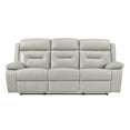 thumbnail image 3 of Lexicon Laconia Leather Double Reclining Sofa in Silver, 3 of 7