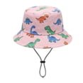 thumbnail image 5 of Krdevn Cartoon Dinosaur Print Kids Fisherman Sun Hat Adjustable Chin Strap Breathable Windproof Wide Brim Cap for Toddler Boys Girls, 5 of 5
