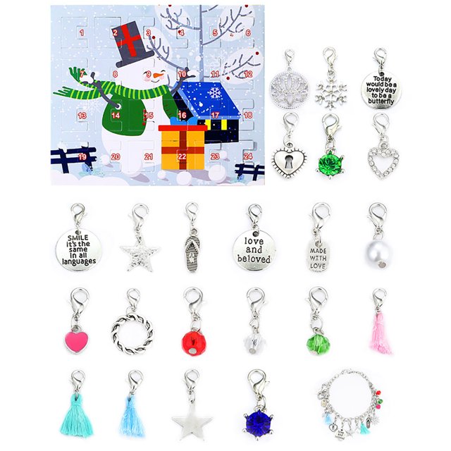 Calendario navideño de 24 días con cuenta regresiva, caja de regalo con cuentas, regalo de Navidad DIY