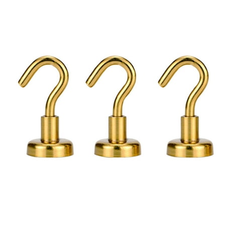 

3pcs Super-strong Ndfeb Hook Metallic Plated Household Magnetic Hooks for Home (Golden Diameter 1.6mm)