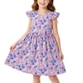 thumbnail image 7 of Aline Floral Dress Girls Ruffle Sleeve Casual Cute Summer Dresses Cotton Going Out Trendy Outfits Purple, 6 Years, 7 of 7