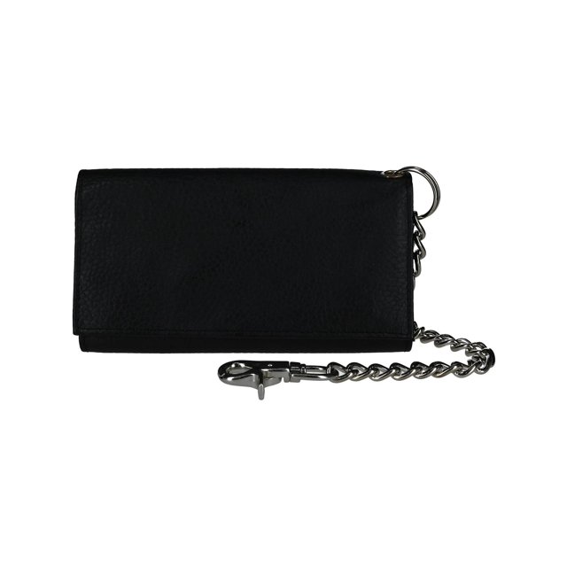 CTM® Pebble Grain Leather RFID Long Trifold Trucker Chain Wallet (Men's)