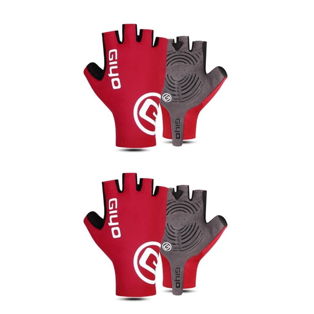 Yuarrent 1 par de medio guantes multicolor dulce regalo PU cuero bicicleta Handware ciclismo mitones almohadilla antideslizante bicicleta Rojo L 2Conjunto