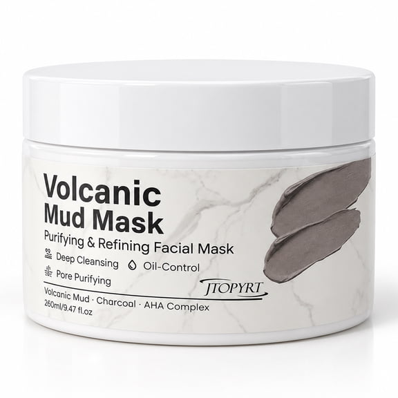 Jtopyrt Volcanic Mud Mask Deep Cleansing and Oil Control Face Mask for Pore Purifying 250g/8.8 fl oz