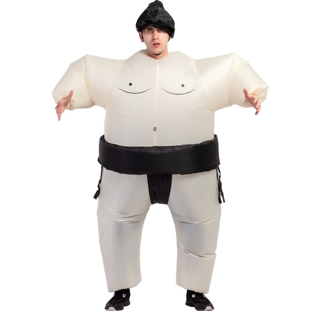 Disfraz Hinchable de Sumo - Disfraz Hinchable Inusual - Calidad Premium - Talla Adulto - Poliéster - Cómodo de Usar - Resistente - Sistema de Inflado Incluido (Cinturón de Sumo Negro) oso de fresa Electrónica