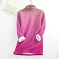 thumbnail image 6 of Women's Plus Size Mock Neck Pullover, Gradient Color Thermal Lined Sweatshirt, Soft Fleece Crewneck Long Sleeve Top, Comfortable Loungewear for Casual Winter Wear and Home Relaxation Hot Pink L, 6 of 6