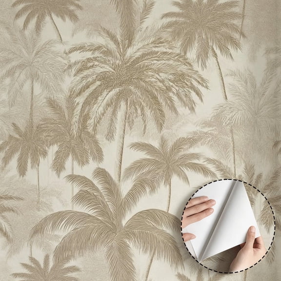 Tropical Palm Tree Wallpaper Vintage Minimalist Aesthetic Peel and Stick Wallpaper Waterproof Home Decor for Living Room Bedroom Bathroom Kitchen Cabinet Dorm Room 17.7 * 118 in