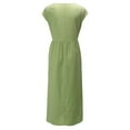 thumbnail image 5 of Cotton Linen Midi Dresses for Women, Summer Sleeveless O-Neck Dress Solid Baggy Kaftan Swing Dresses With Pocket, 5 of 9