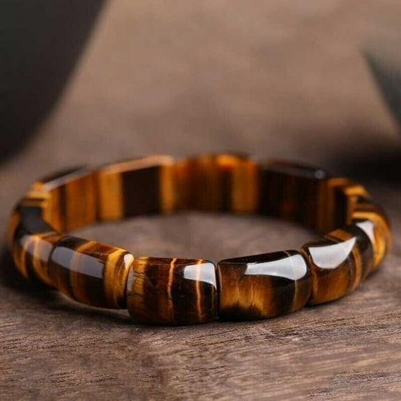 Natural Tiger's Eye Stone Bracelet Brown Gemstone Stretch Bracelet for Men USA