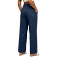 thumbnail image 5 of TEAJOPSUU Womens Suit Wide Leg Palazzo Pants with Pockets High Waist Single Button Pleated Trousers Business Casual Work Office Wear Navy, 5 of 7