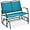 Peacock Blue/Black, variant on SAZYY Premium 2 - Person Outdoor Patio Swing Glider Loveseat Rocker Bench with Textilene Fabric & Sturdy Steel Frame for Deck, Porch & Garden Relaxation,