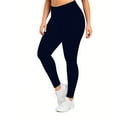thumbnail image 3 of Aboser Womens Fleece Lined Yoga Leggings Plus Size High Waist Pants Athletic Butt Lifting Gym Tights Stretchy Casual Full Length Legging Warm Winter Workout Pants Navy, 3 of 9