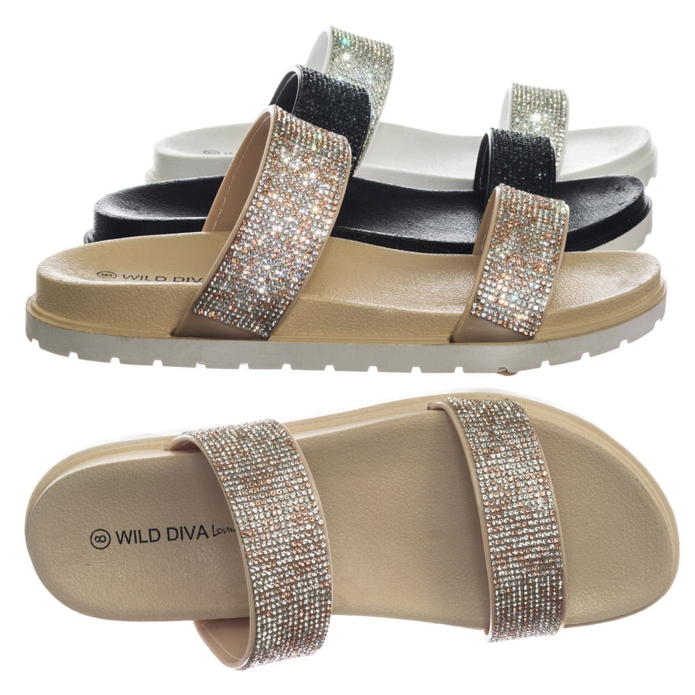 wild diva rhinestone sandals