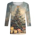 thumbnail image 5 of Christmas Printed Shirt for Women 3/4 Sleeve Sweatshirts Crewneck Pullover Flower Wreath Tshirts Christmas Lights Outfits Holiday Clothes Fall Fashion Clothing Casual Pullovers Garments, 5 of 5