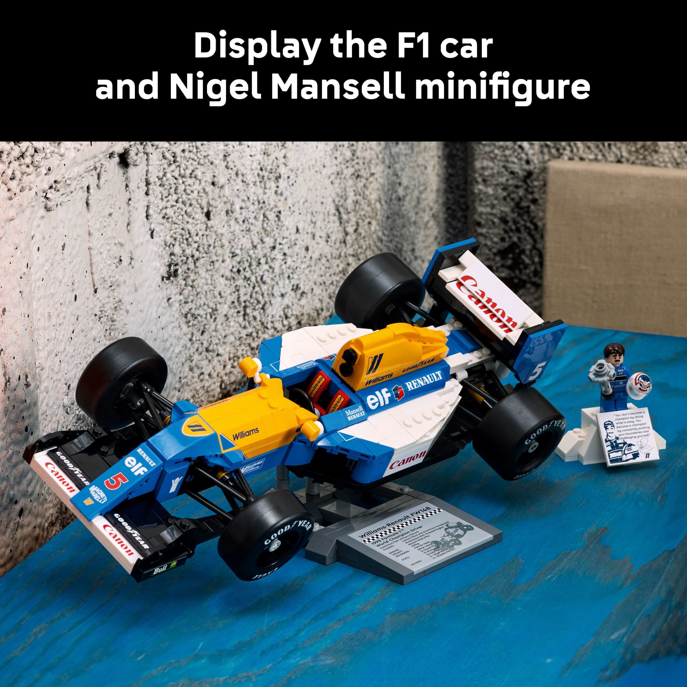 LEGO Icons Williams Racing FW14B & Nigel Mansell F1 Model Car Kit - Building Set for Adults, Ages 18+ - F1 DIY Craft for Display - Birthday Gift Idea - 10353
