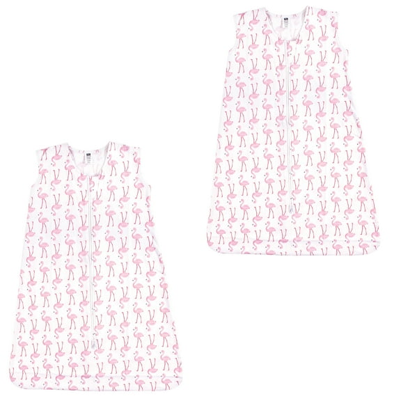 Hudson Baby Boy and Girl Jersey Cotton Sleeping Bag 2 Pack, Flamingo, 0-6 Months