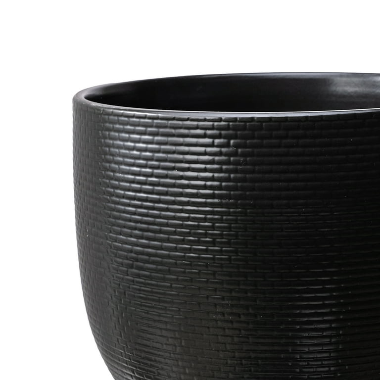 Better Homes & Gardens 10 inch Black Ceramic Planter with Woven