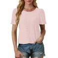 thumbnail image 5 of Tdoqot Womens Trendy T Shirts 2025- Loose Fit Crewneck Short Sleeve Casual Eyelet Summer Tops Pink Size M, 5 of 7
